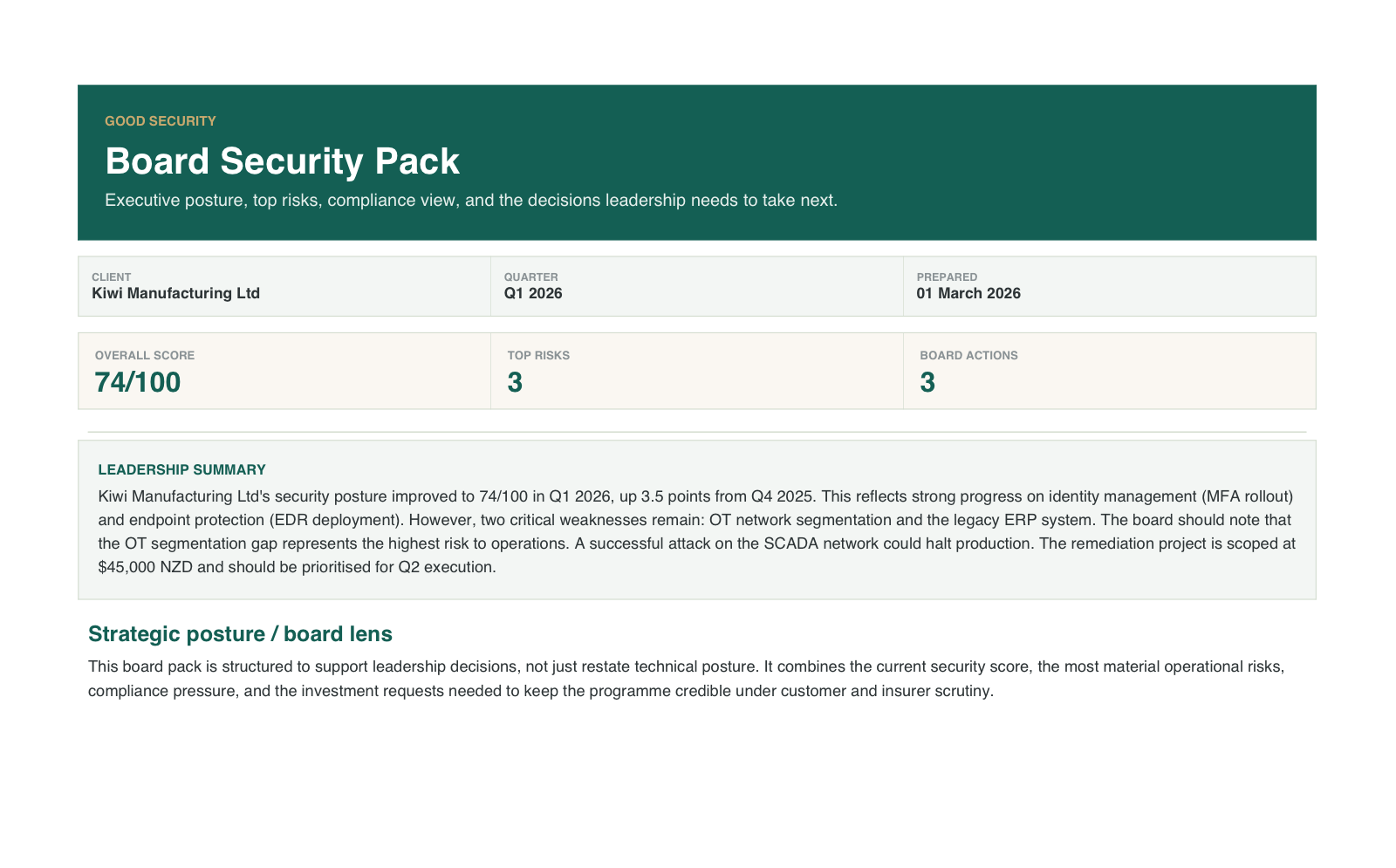 Board Pack Sample preview